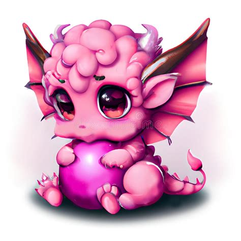 Cute And Adorable Fantasy Kawaii Baby Dragon Stock Image Illustration