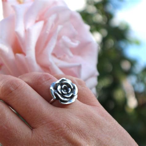 Large Sterling Silver Rose Ring By Faith Tavender Jewellery Silver Rose Ring Rose Ring Rose