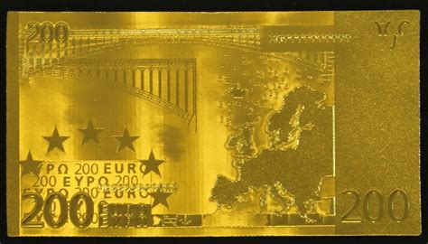 Pure 24k Gold Limited Edition 200 Euro Banknote Bill Pristine Auction