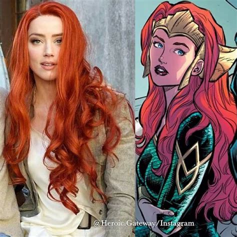 Amber Heard As Mera Dc Heroes Comic Book Heroes Female Celebrities Hair Mera Dc Red Lace