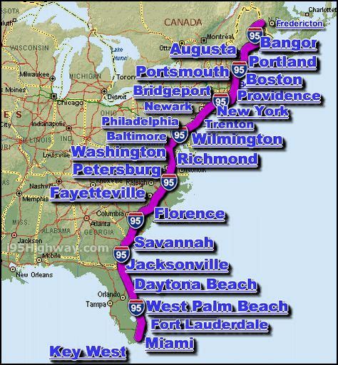 I 95 Interstate 95 Highway Road Maps Traffic And News In 2019 East