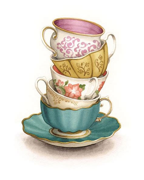 Tea Cup Art Painting Print Kitchen Decor Kitchen Art Etsy Tea Cup