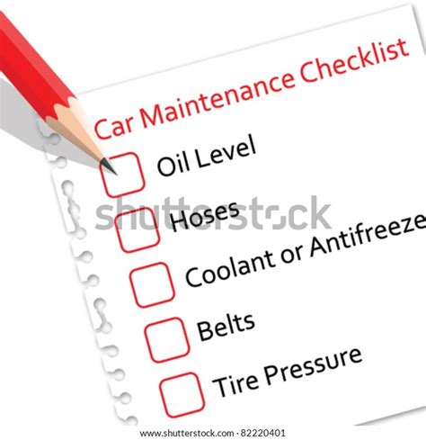 Car Maintenance Checklist On Paper Stock Vector Royalty Free 82220401