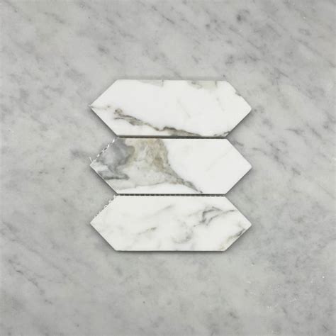 Sample Calacatta Gold Marble 2x6 Picket Fence Elongated Hexagon