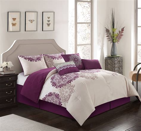 Lanco Dove Snowflake 7 Piece Comforter Set Purple King 100