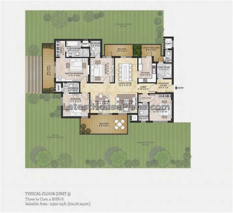2950 Square Feet 4 Bhk Apartment Floor Plan Include Servant Room