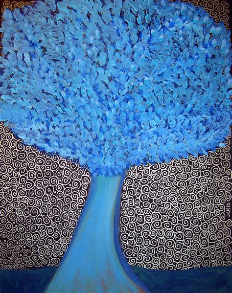 Tree In Blue Painting By Jo Claire Hall Fine Art America