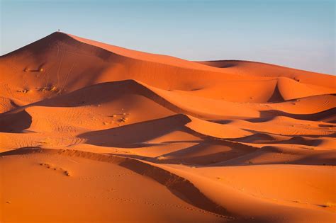 Sahara Desert Merzouga Morocco Taken Just After Sunrise Landscape