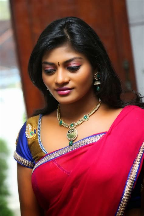 South Indian Movie Actress Soumya In Red Half Saree Hq Photos