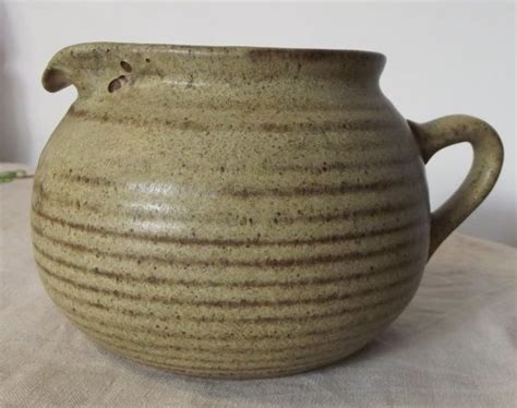Hand Thrown Rustic Stoneware Jug From Grey Day Vintage Pottery Jug