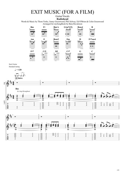 Exit Music For A Film By Radiohead Guitar And Vocals Guitar Pro Tab