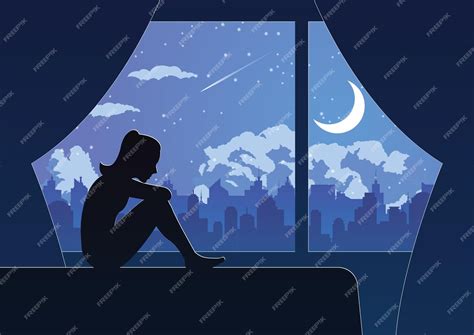 Premium Vector Silhouette Design Of Lonely Girl Sit Sadly In Her Room