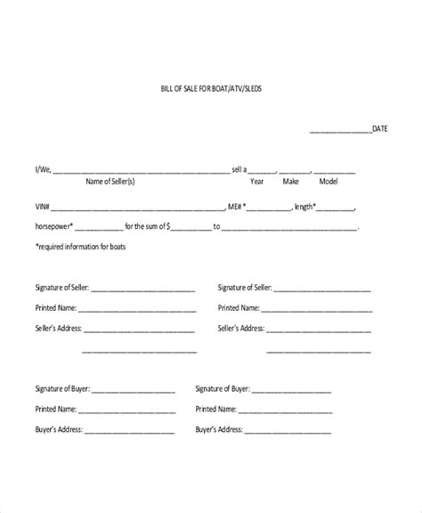 Free 9 Sample Boat Bill Of Sale Forms In Pdf Ms Word
