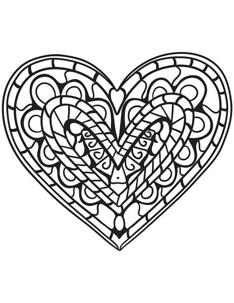 Heart Zentangle Coloring Page Colouringpages