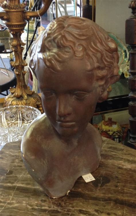 Classical Bust Of A Boy Cast Plaster With Bronze Finish 15 Inches
