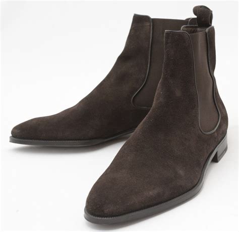 New Handmade Men Chocolate Brown Chelsea Suede Leather Boots Men Suede