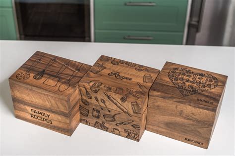 Personalized Wooden Recipe Box With Dividers For Recipe Cards Etsy