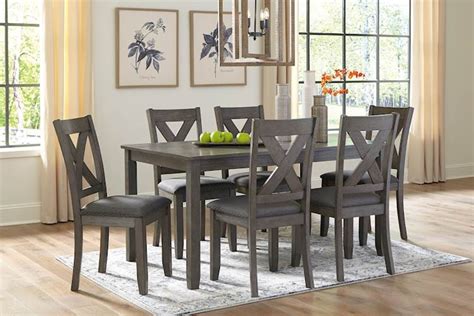 Caitbrook Gray Rectangular Dining Room Table Set Includes 7