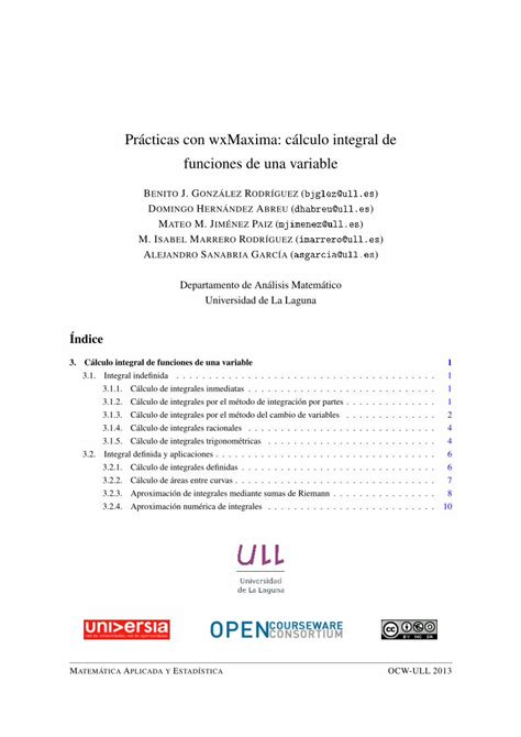 PDF Prácticas con wxMaxima cálculo integral de funciones de