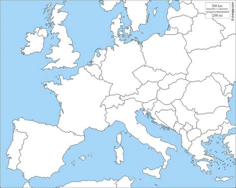 Europa Occidentale Mappa Gratuita Mappa Muta Gratuita Cartina Muta My