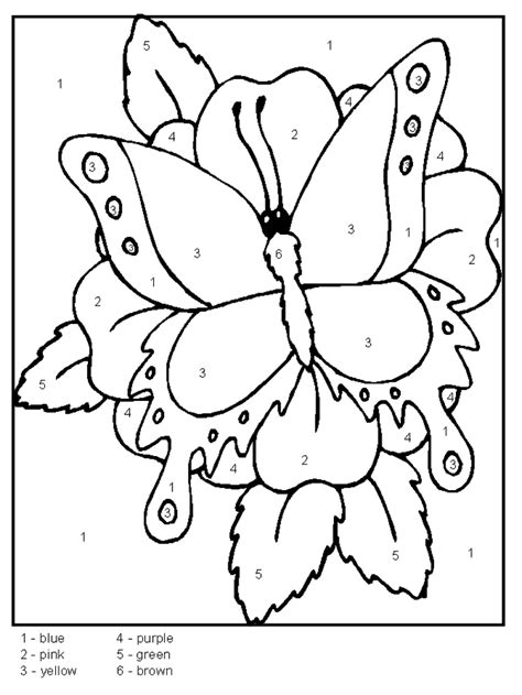 Color By Numbers Butterfly Butterfly Coloring Page Coloring Pages