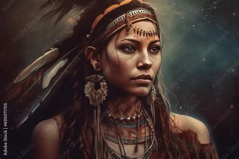 beautiful art of native american indian woman poster fictitious person an image with a