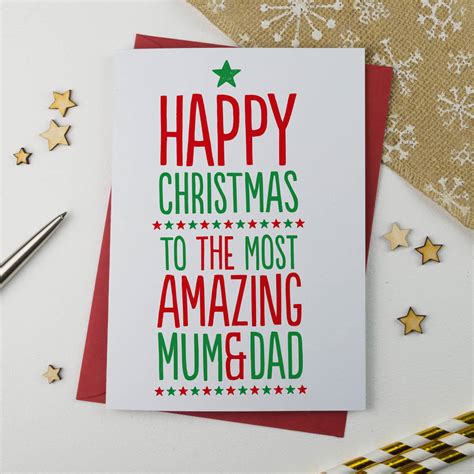 amazing mum and dad christmas card by a is for alphabet