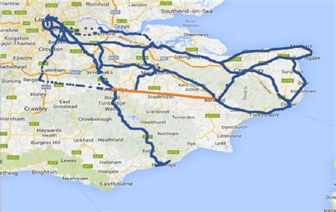 Map Of The South East Of England Track Covered By Southeastern Trains