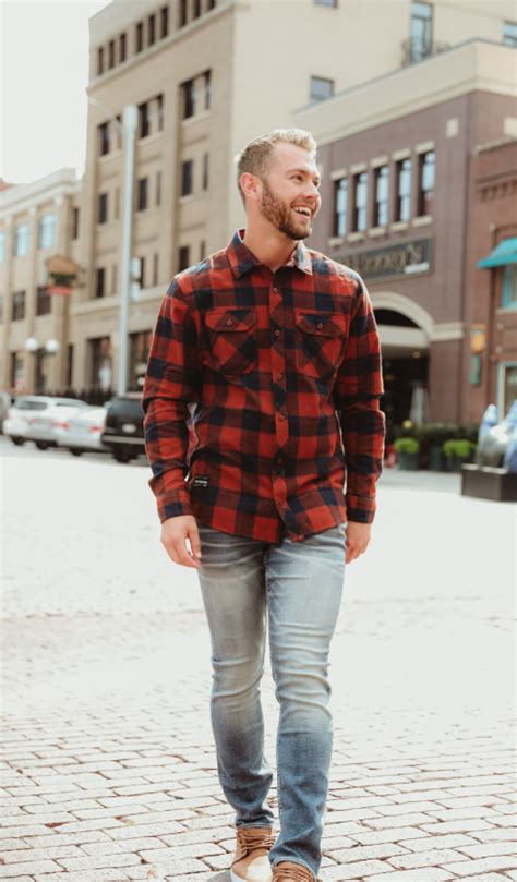 Mens Classic Fall Fashion Plaid And Flannel Button Up Shirts Buckle