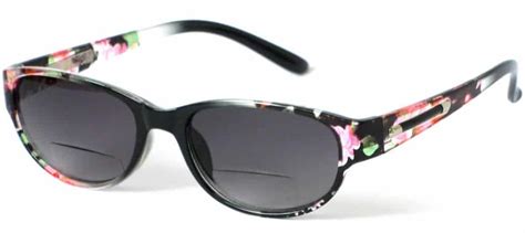 Womens Bifocal Sunglasses In Pretty Flower Frame With Grey Lenses