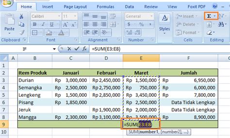 Fungsi Sum Dan Rumus Penjumlahan Pada Excel Artikel Blog