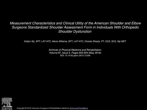 Measurement Characteristics And Clinical Utility Of The American