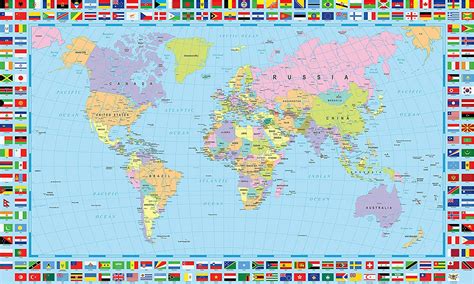 Buy Iposters Laminated World Map Poster With Flags New Encapsulated