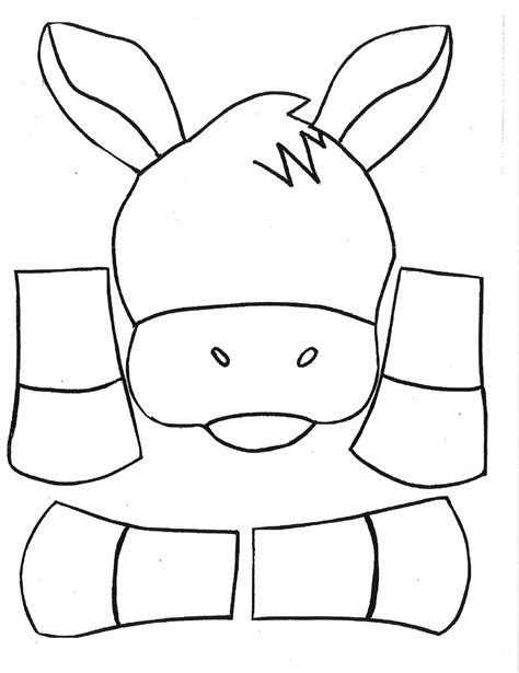 Paper Bag Donkey Puppet Printable Template Free