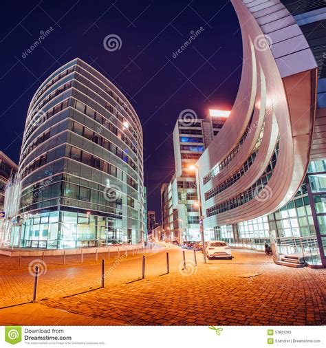 Night City Dusseldorf Starry Sky Germany Stock Photo