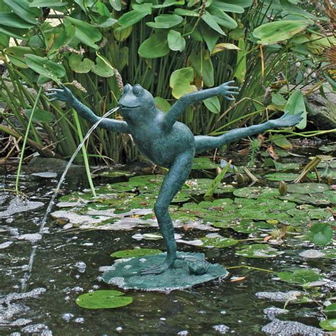 Brass Baron Leaping Frog Garden Statue A410fv Fountains Outdoor