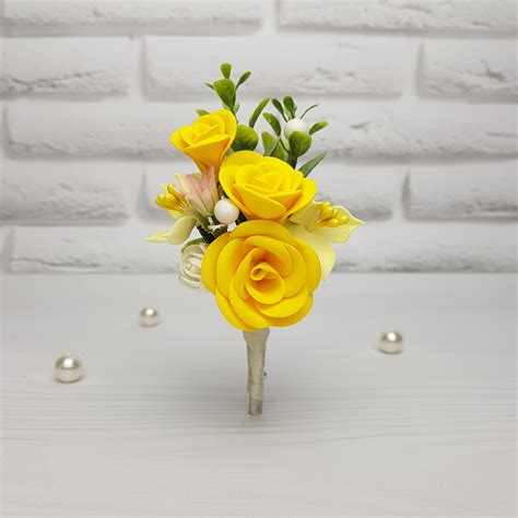Yellow Wrist Corsage Yellow Flower Boutonniere Groom Yellow Etsy