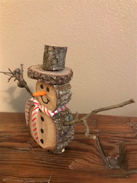 Wooden Log Snowmen Etsy In 2021 Christmas Wood Crafts Xmas Crafts