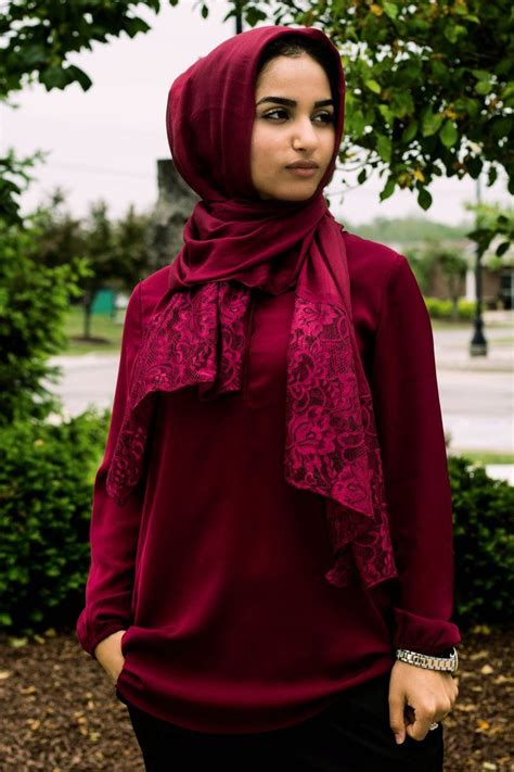 Modal Lace Hijab Burgundy Maxi Lace Skirt Fashion Red Hijab