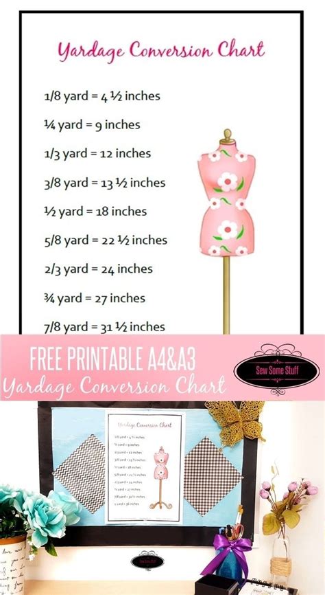 Free Yardage Conversion Chart Printable In Letter A4 And A3 Size By