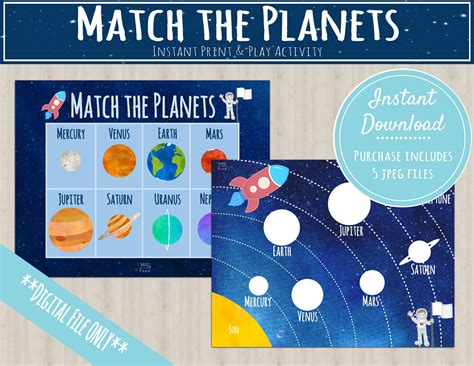 Solar System Learning Planets Activity Instant Printable Etsy