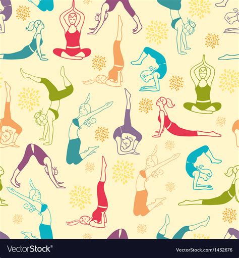 Workout Fitness Girls Seamless Pattern Background Vector Image