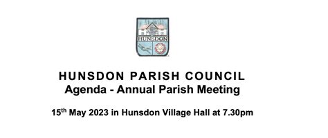 Annual Parish Meeting And Hunsdon Parish Council Meeting Agendas May