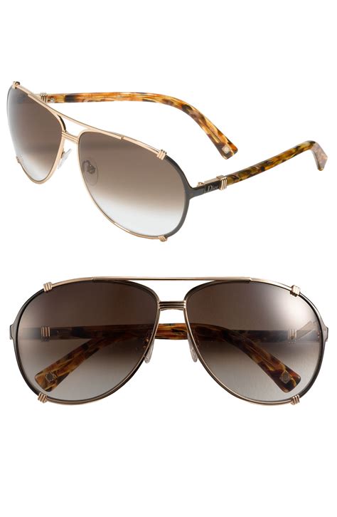 Dior Chicago 63mm Metal Aviator Sunglasses In Brown Rose Gold Brown Lyst