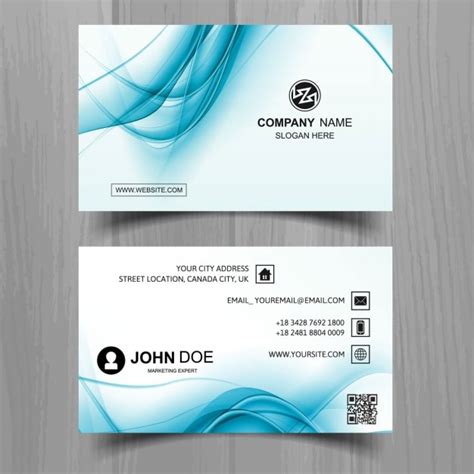 Free Vector Modern Blue Business Card With Wavy Shapes