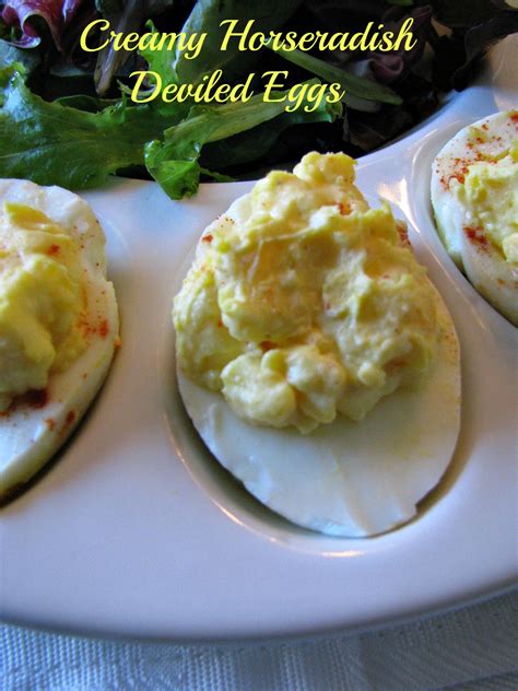 Desserts with eggs, dinner recipes with eggs, you name it! Creamy Horseradish Deviled Eggs - Rants From My Crazy Kitchen