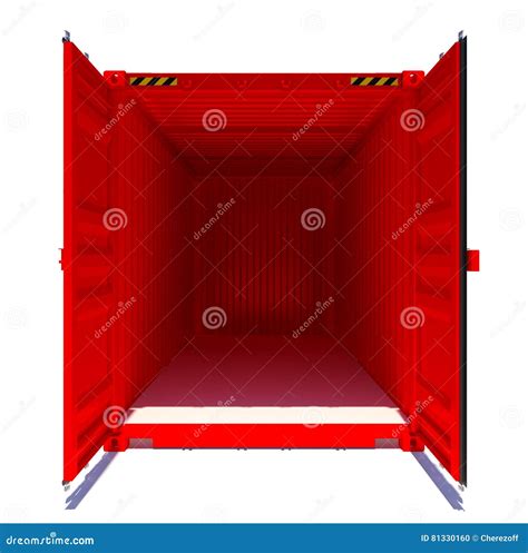 Open Red Shipping Container Front View Stock Illustration
