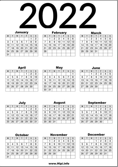 2022 Uk Calendar Printable United Kingdom