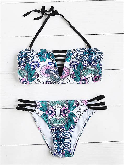 Shop Calico Print Ladder Cutout Bikini Set Online Shein Offers Calico