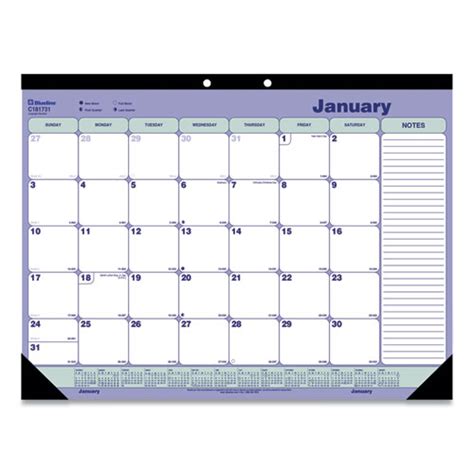 Monthly Desk Pad Calendar 22 X 17 Whiteburgundy Sheets Black